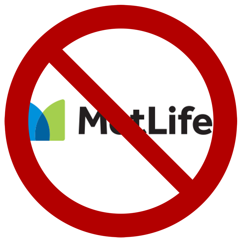 MetLife logo with ISO Prohibition Symbol